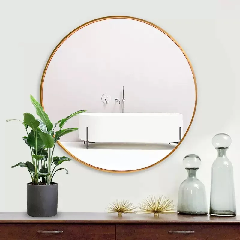 1Pcs Modern Minimalist Circular Metal Framed Bathroom Mirror Female Bedroom Makeup Mirror Espejos De Baño Wall Decoration