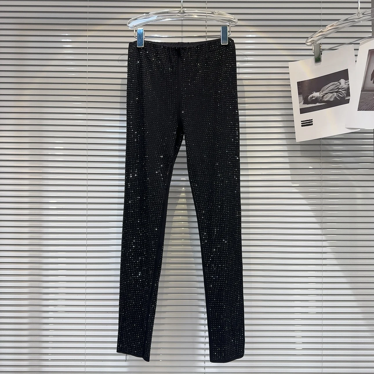 Slimming Water Diamond Hot Girl Base Pants Unique Sle Faionable k Color Diamond Embellied Leggings for Women