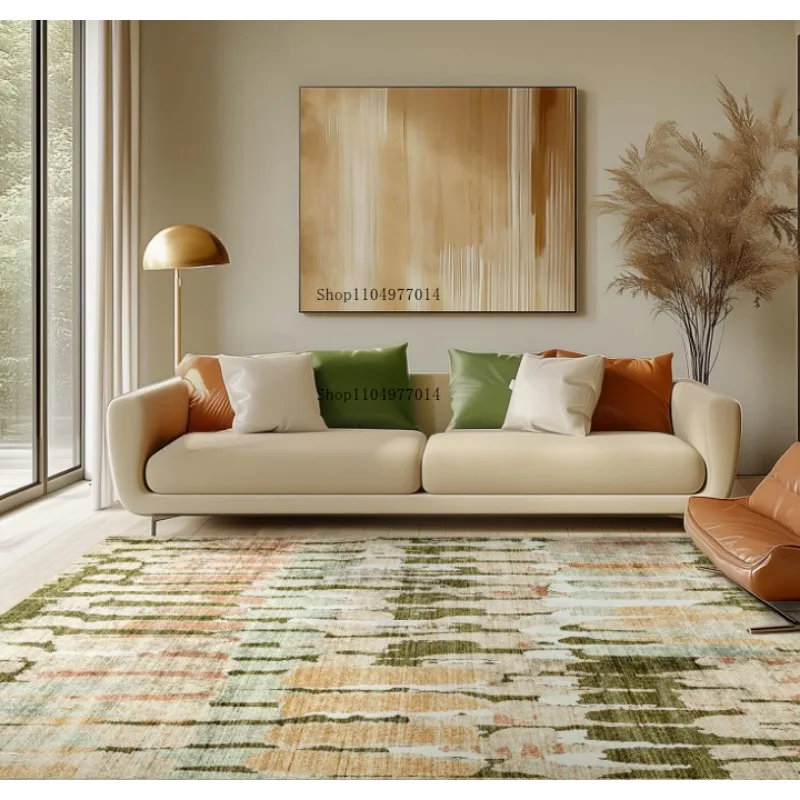 

Moss green abstract living room rug, soft modern home decor, non-slip rug suitable for bedroom dining room