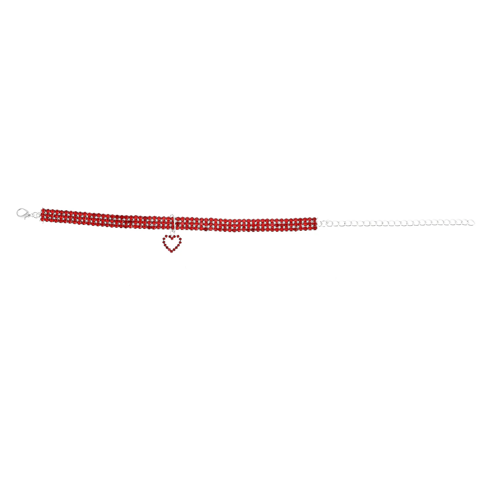 

Heart Pendant Necklace Pet Dog Necklaces Rhinestones Decor Chain Collar