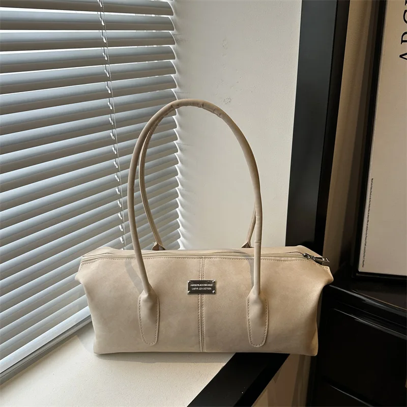 Vintage Shoulder Underarm Bags for Women Large Capacity Ladies Casual Pillow Handbag Simple Thread Design Female Zipper Tote Bag