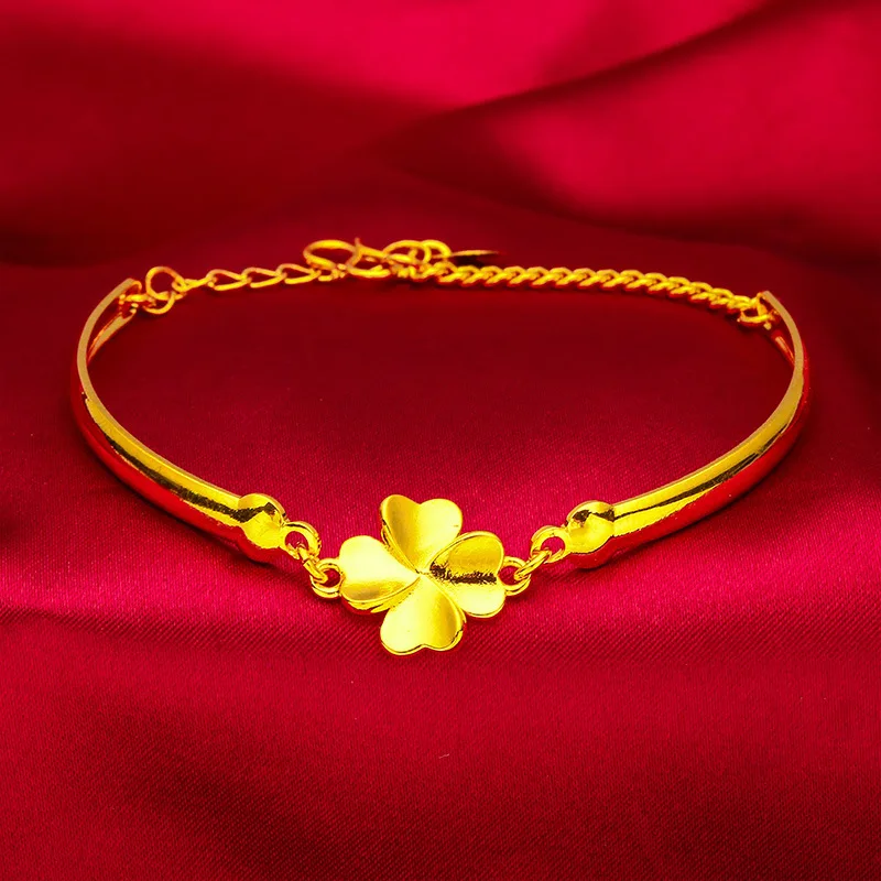 

Leaf Bracelet for Women, 24K Gold, AU999 | Diamond-veined leaf with bell charm, playful sparkle for casual outings.