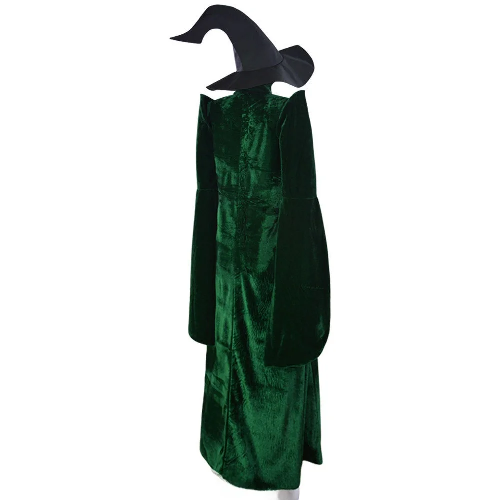 Loween Cosplay Profor Minerva McGonagall Traje verrugas Escola Principal Robe Feminino Traje de Palco Étnico Tradicional