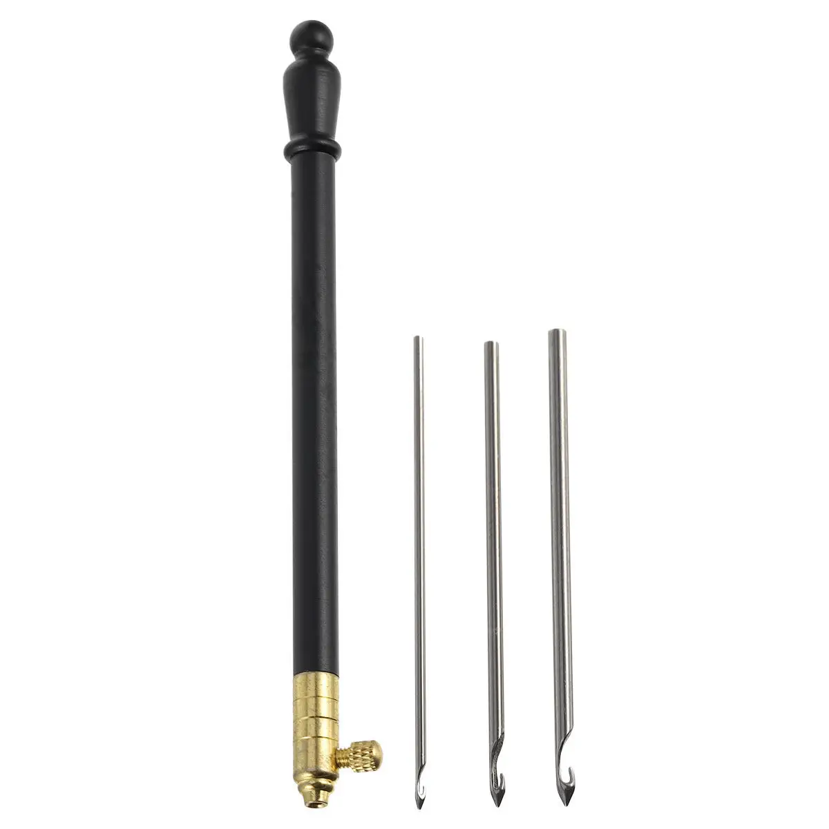 

1Set French Bead Embroidery Punch Needle Set Ergonomic Anti-Slip Handle 3 Replaceable Metal Needles for Adults DIY Craft