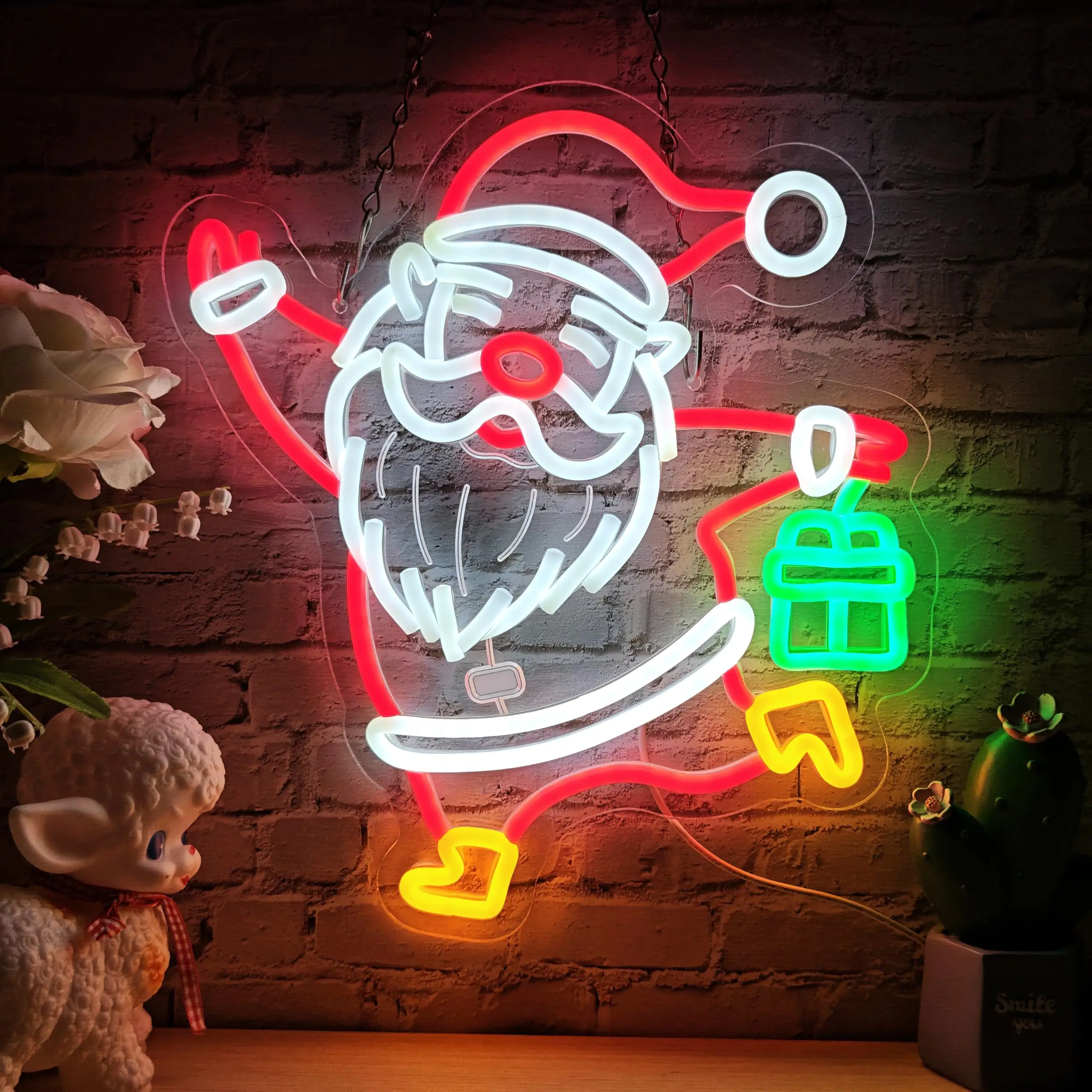 

Santa Claus Neon Sign For Wall Decor Dimmable Christmas Festival Celebration Decor Holiday Gifts Party Bars Bedroom Living Room