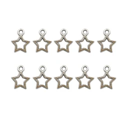 10Pcs Retro Silver Color 12*10mm Hollow Star Pendant Charm for Necklace Earring Bracelet Making DIY Jewelry Accessory Finding