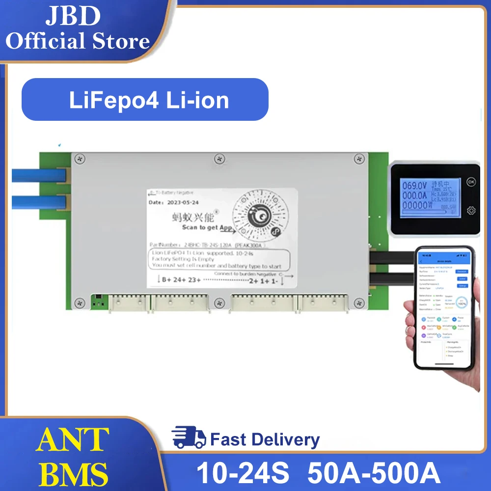 ANT BMS 17S to 24S 850A 300A 100A 50A Protection Board Li-ion Lithium Battery Pack 72V 84V Lifepo4 LTO Smart Bluetooth APP PC