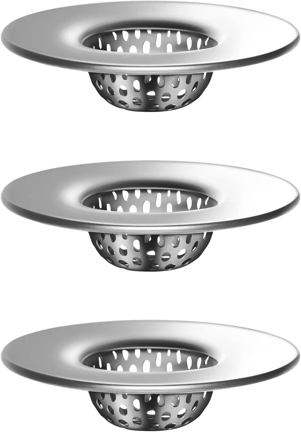 

Stainless Steel Sink Strainer, Hair Catcher for Bathroom & Utility Sinks, Outer 2.1", Inner 1", 3 Pack