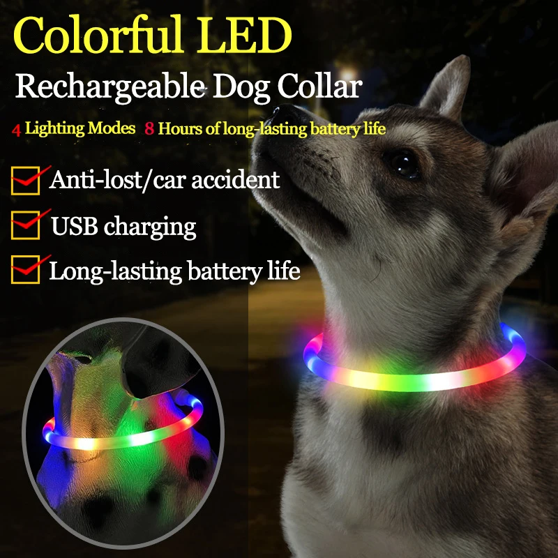 

Led Dog Collar Luminous Usb Cat Dog Collar 4 Modes Led Light Glowing Loss Prevention LED Collar For Dogs Pet Dog Accessories