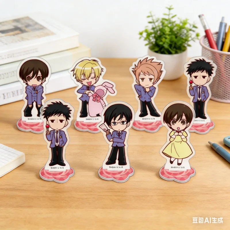 Figura de Acrílico del Personaje de Anime del Club de Hosts de la Escuela Secundaria Ouran, Versión Q, Muñeca Haruhi/Suoh/Hikaru, Figura de Anime, Modelo de Cosplay, Juguete de Regalo