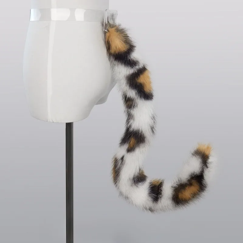 

Плюшевый хвост леопарда ручной работы, имитация хвоста рыси, реквизит для прямых трансляций на Comic-Con