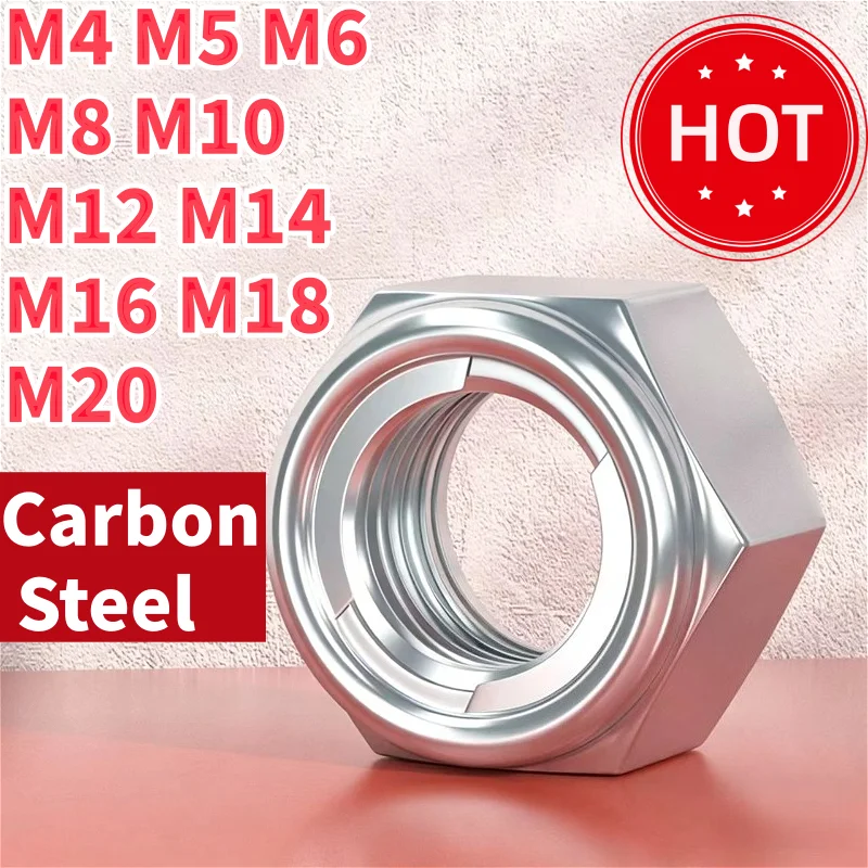 M4 M5 M6 M8 M10 M12 M14 M16 M18 M20 Carbon Steel Insert Self Locking Hexagon Lock Nuts Locknuts GB6184