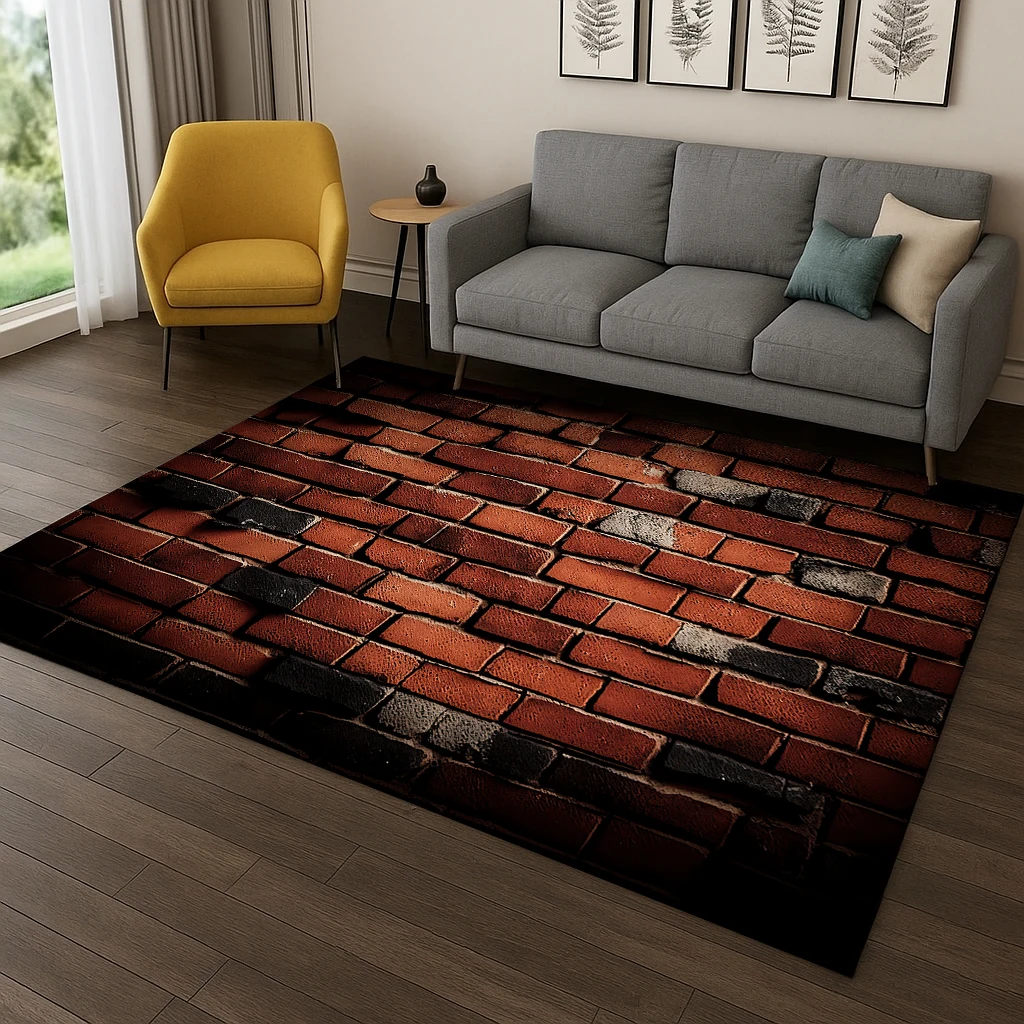 3D-Teppich für Ziegelstein, Gebäude, Wand, Originalität, für Wohnzimmer, Sofa, Zuhause, Schlafzimmer, Fußmatte, Dekor, Spielzimmer, rutschfester Teppich
