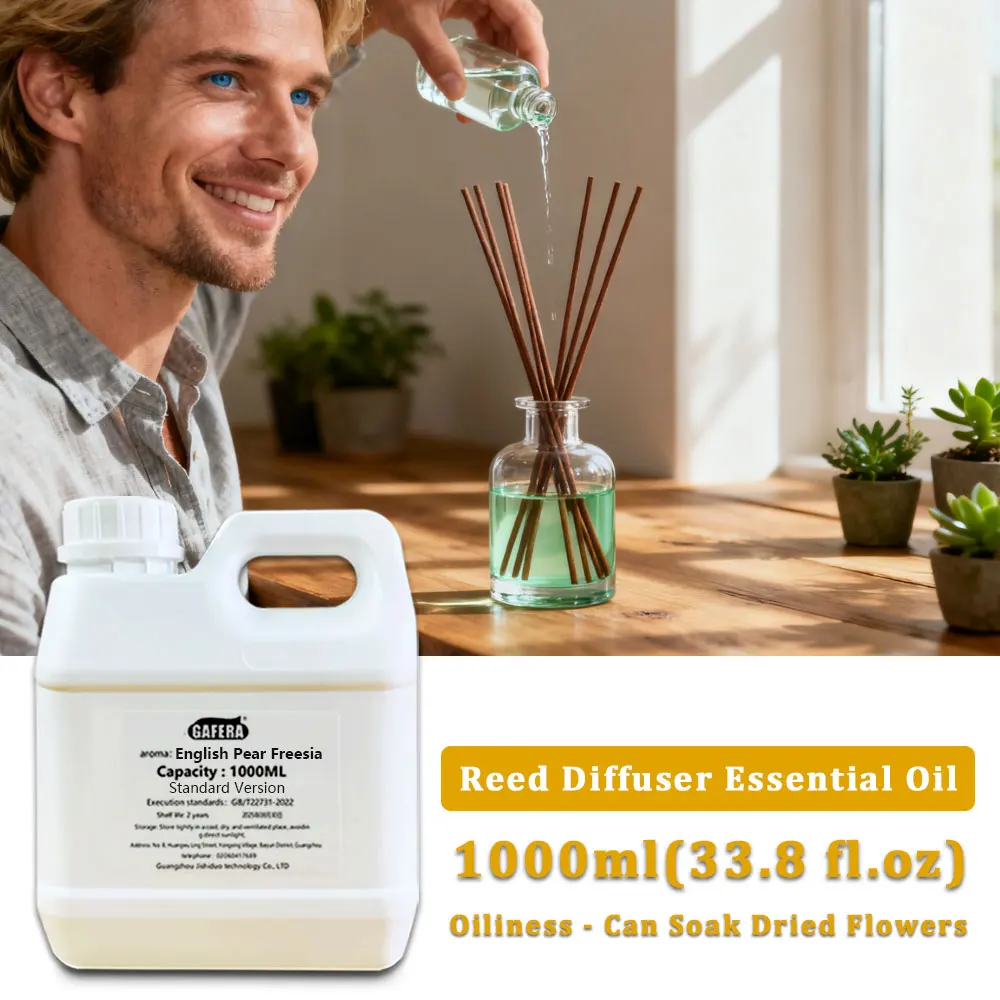 GAFERA 1000ml (33.8 fl.oz) Ritz-Carlton Freesia Essential Oils - Reed Diffuser Oil, Large Bottle Perfume Flameless Aromatherapy