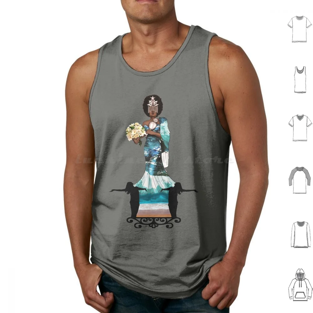 Rainha Do Mar Tank Tops Print Cotton Yemanja Iemanja God Dess God Dess Of The Sea Queen Of The Sea African Goddess Africa