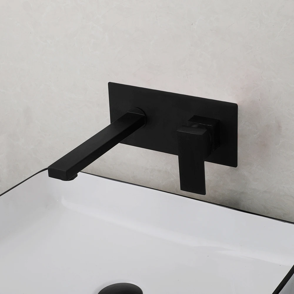 TORAYVINO Bathroom Sink Faucet Matter Black Vanity 2 Hole Single Handle Basin Faucet 8 Inch Hot And Cold Mixer Wall Mounted Tap