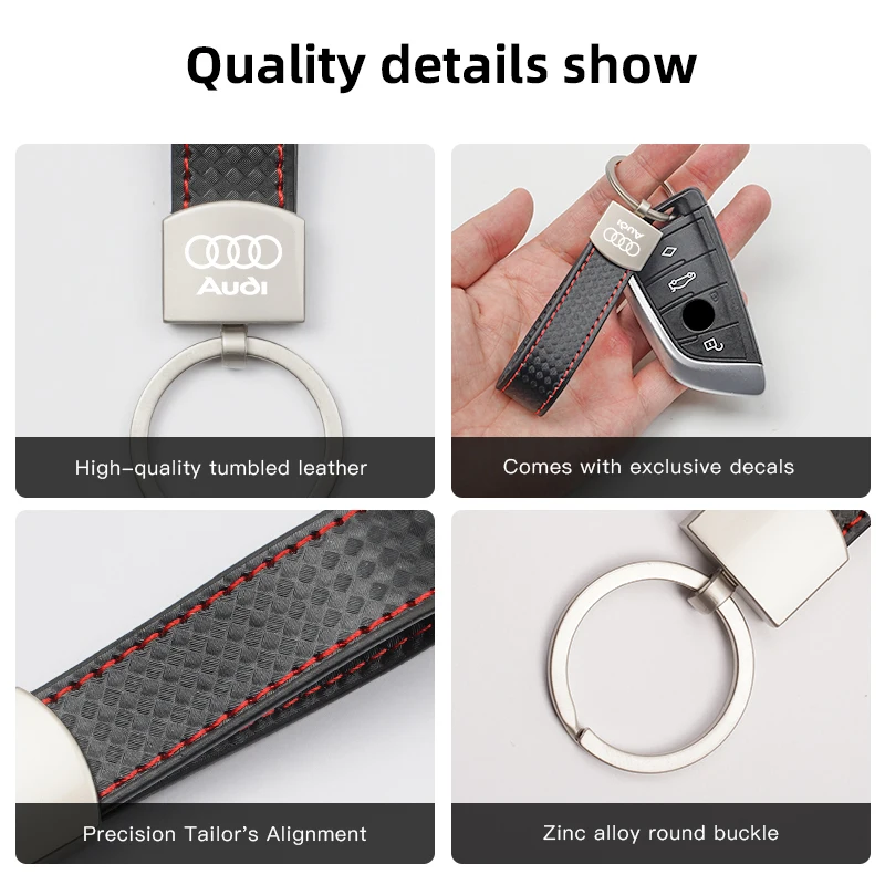 Car Keychain Metal Buckle Plaid Pattern Luxury Keyring For Audi A1 A2 A3 A4 A5 A6 A7 A8 Q1 Q2 Q3 Q4 Q5 Q6 Q7 Q8 TT RS3 S5 B8 RS6