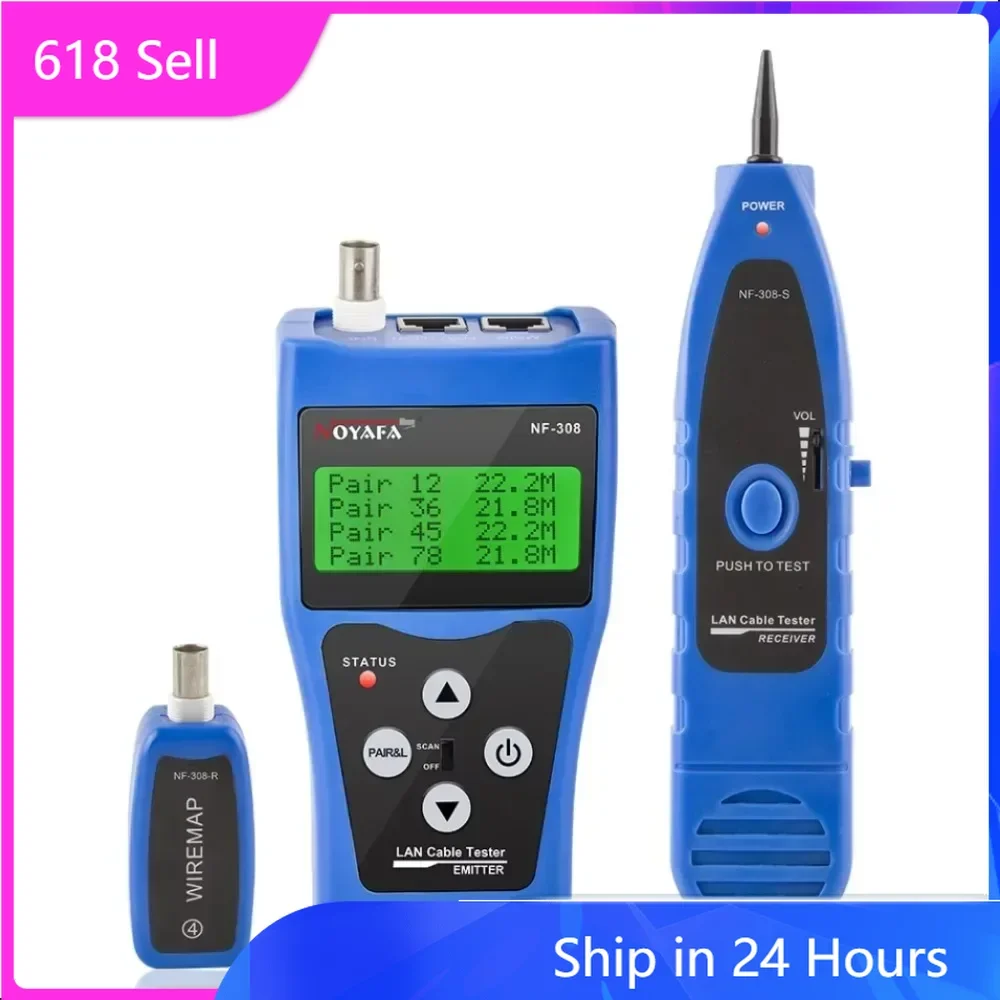 NOYAFA NF-308 Netwerkkabeltester LAN Meet lengte Kabels Continuïteitstest Draadtracker BNC RJ45 RJ11 Ethernet-kabeltracker