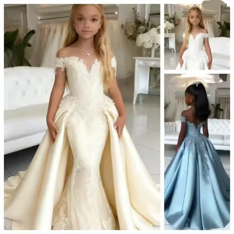 Elegant Mermaid Long Evening Gown Lace Applique Satin Dinner Dress for Special Occasion Wedding Party Long Dress