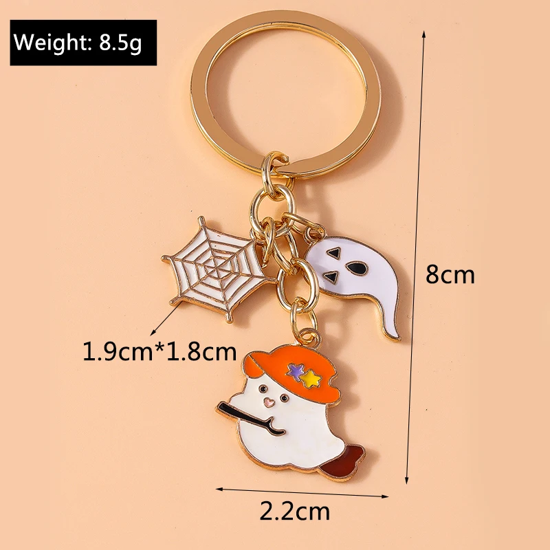 Niedliche Emaille Halloween Schlüssel bund Kürbis Geist Schlüssel ring Anhänger für Schlüssel halter Frauen Mädchen Handtasche Zubehör DIY Schmuck Geschenke – Detail 8