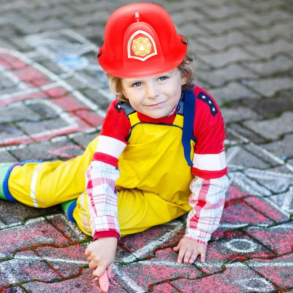 Fireman Hat Toy Ultralight High Durability Bright Color Firefighter Hat Fireman Role Play Educational Helmet Toy for Kids