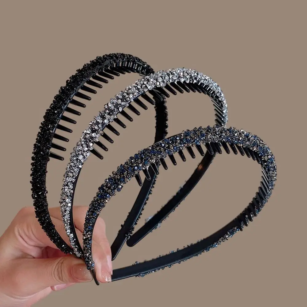 Plastic Strass Hoofdband Schattig Met Getande Gezicht Wassen Diamant Haar Hoepel Koreaanse Stijl Make-Up Haarband Antislip