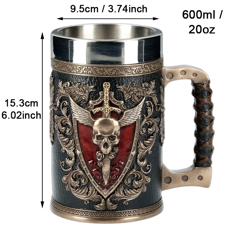 Medieval Beer Mug Big Capacity Tankard 3D Nemesis Now House Stark Coffee Water Mugs Goblet Wine Glass Cup Halloween Xmas Gift