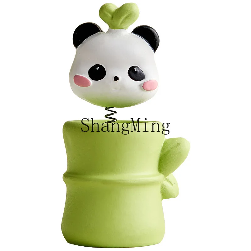 

PYH Buddhist panda rocking music small gift creative office station car decoration cute handmade ornament
