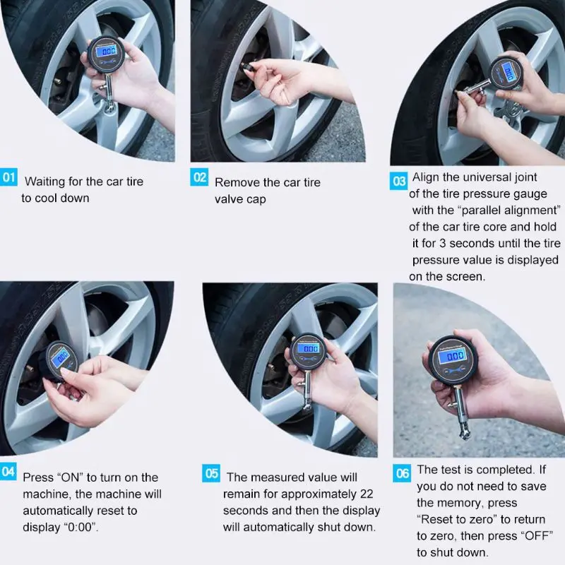 Digital Tyre Pressure Gauge 0-200PSI Car Tire Pressure Gauge for Truck Car Motorcycle Backlight LCD Display