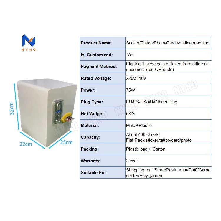 New design of fully automatic sticker tattoo vending machine ppokemon vending machine About 400 sheets