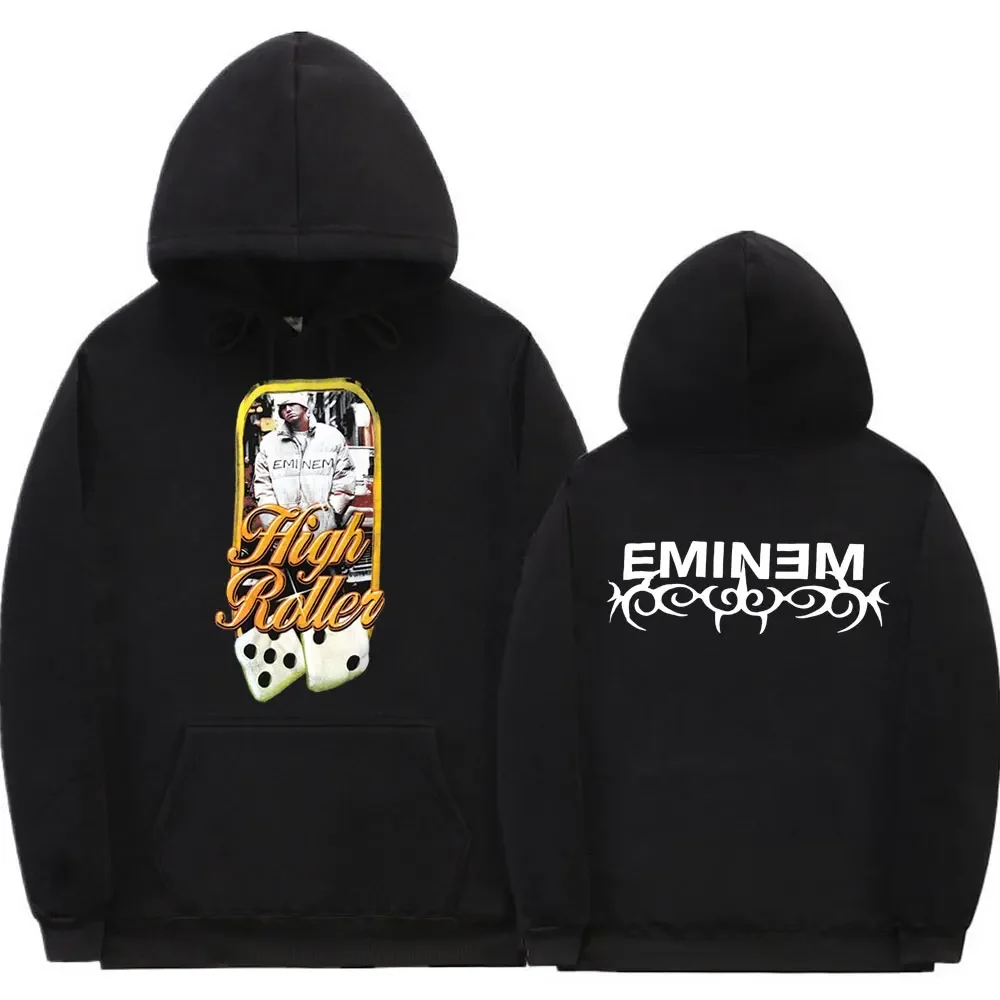 Hip Hop Rapper Eminem Slim Shady Hoodie Men Black Fashion Casual Sweatshirts Men's Loose Streetwear Men's 90s Vintage Sweatshirt