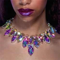 Vedawas Luxury Geometric Shape Colorful Rhinestone Necklace,Elegant Shiny Banquet Wedding Women Accessories