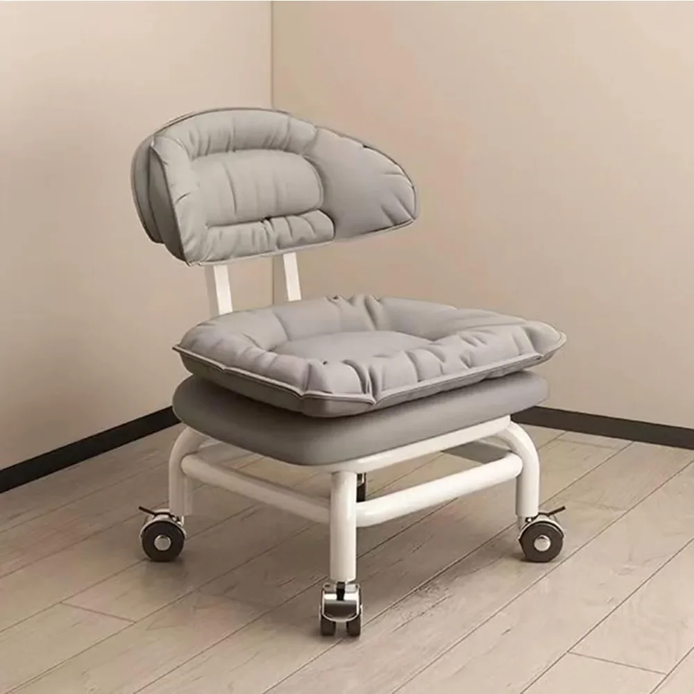

Low Roller Rolling Stool Chair with Backrest, Short Roller Seat Chair, 360° Rotating Pedicure Stool for Home, Small Roller Stool
