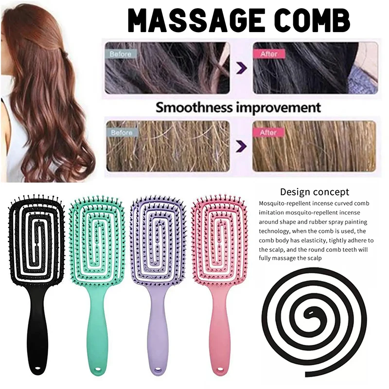 Girls Hair Scalp Massage Comb Hairbrush Bristle Nylon Women Wet Curly Detangle Hair Brush for Salon Hairdressing Styling Tools