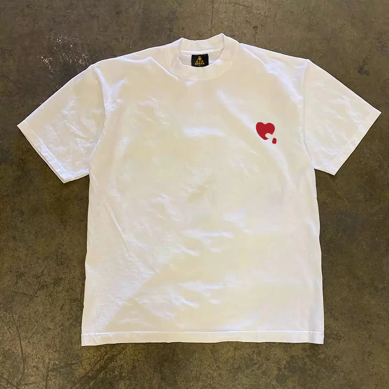 Loose Fit Cotton T-Shirt Short Sleeve Double Thread 260 Pure Cotton Men's Casual Printed Tee Sweat Absorbent Summer Wear