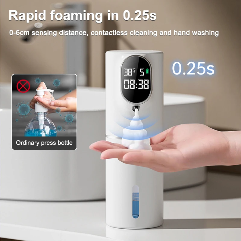 320ml Touchless Soap Foam Dispenser 5 Gear Smart Temperature Time Display Automatic Infrared Sensor Soap Dispensers Hand Washer