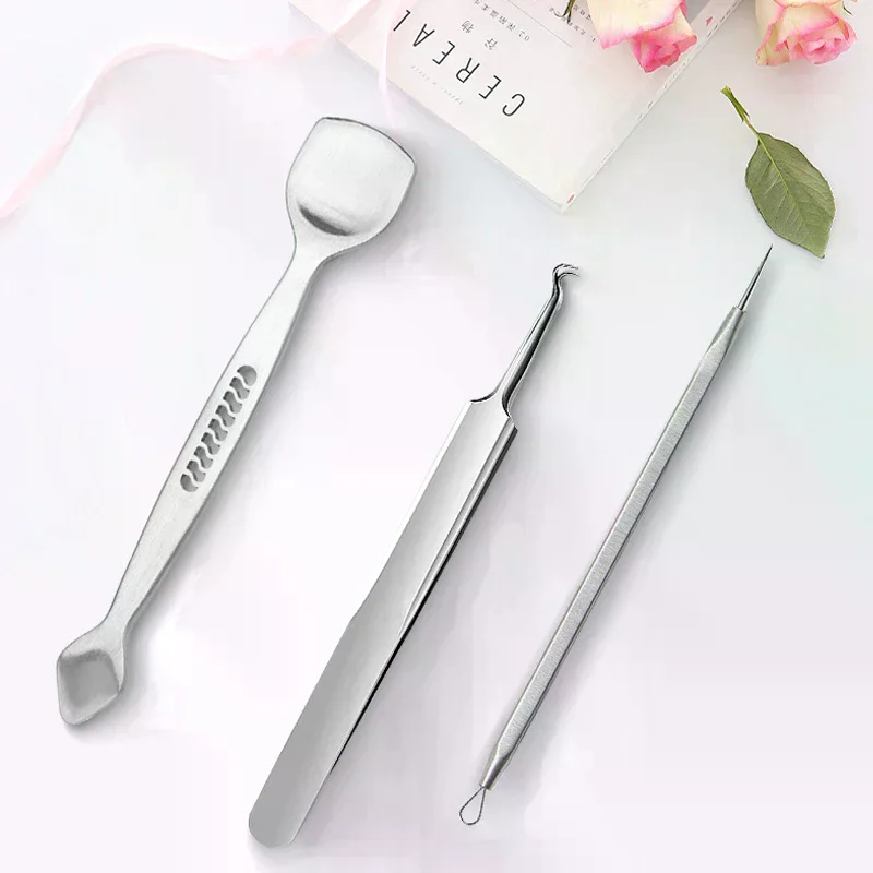 أداة إزالة الرؤوس السوداء ذات الرأس المزدوج من الفولاذ المقاوم للصدأ أدوات إزالة حب الشباب والزهم للعناية ببشرة الوجه