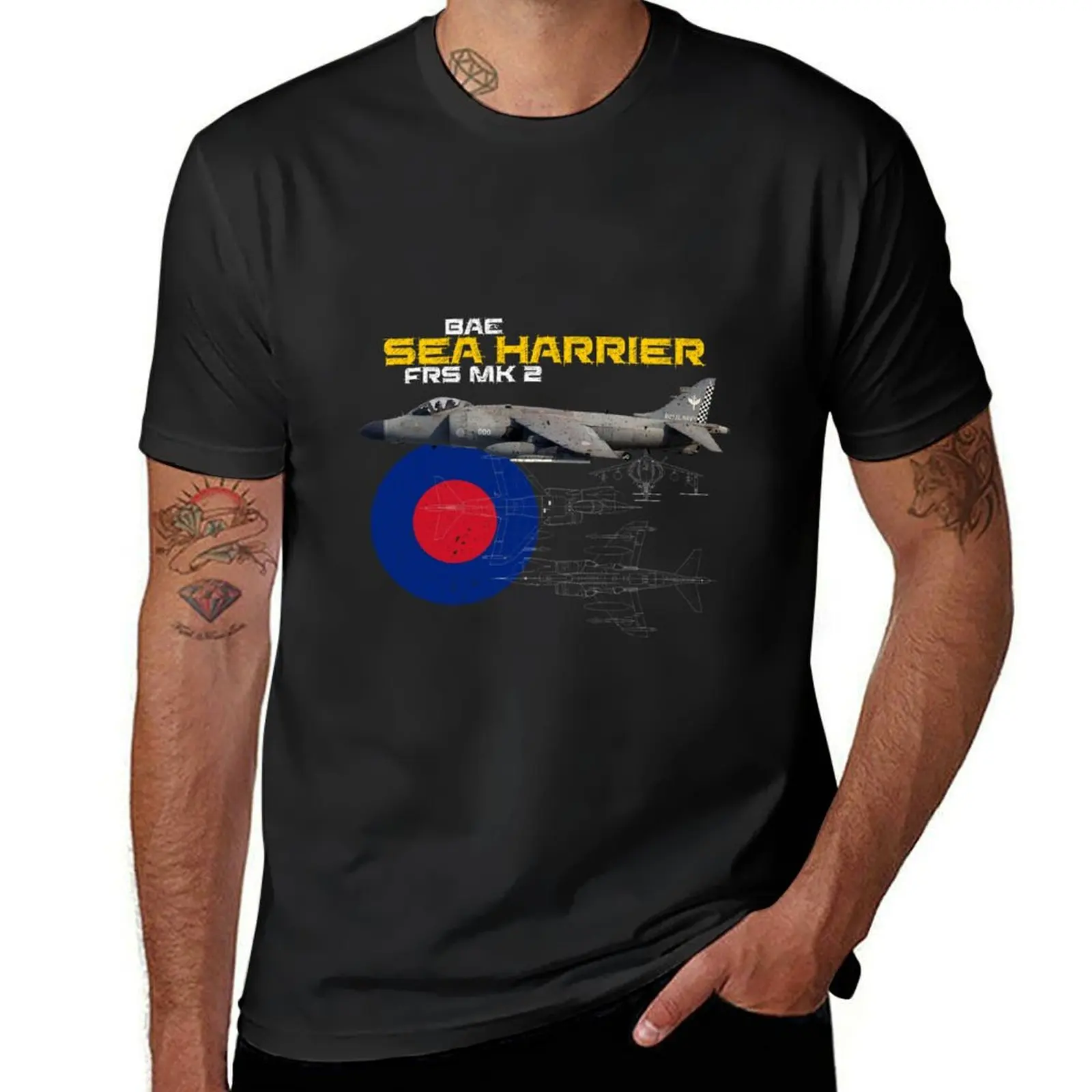 

British FAA BAe Sea Harrier FRS Mk 2 T-Shirt summer top essential t shirt blue archive mens graphic t-shirts funny