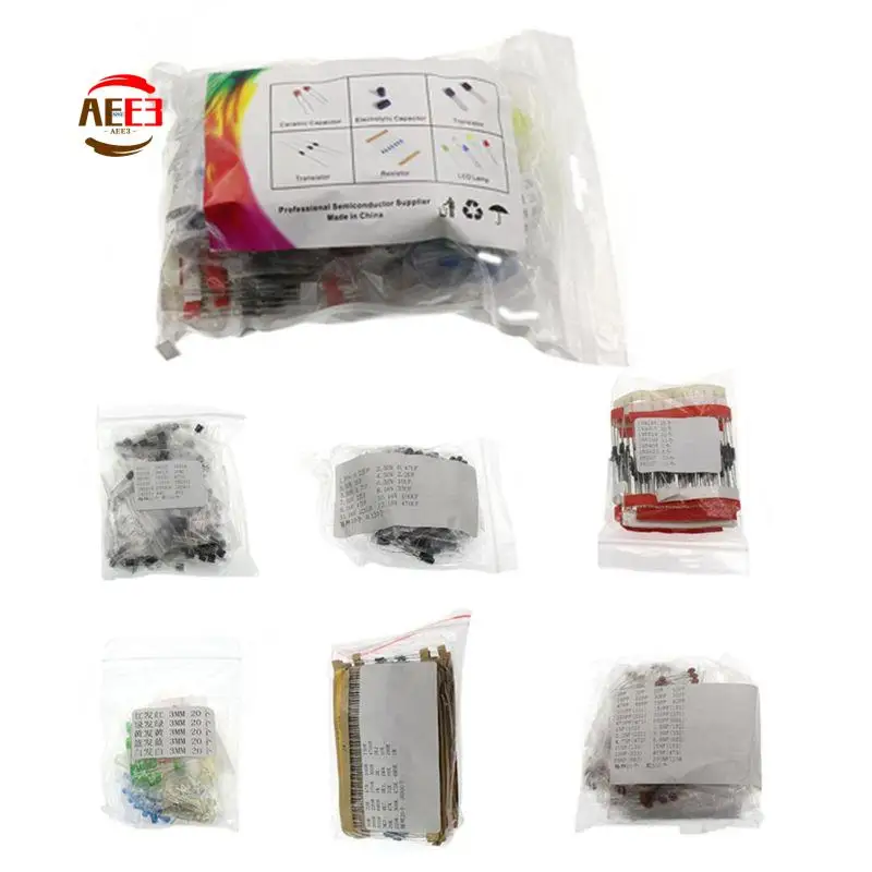 

AEE3-1390PCS 6 Kinds Of Components Package Resistor Package Electrolytic Capacitor Package Diodes Electrolytic Capacitor
