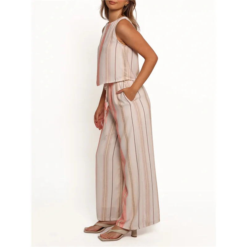 

ASDS-Womens Boho Floral Y2k Summer 2 Piece Outfits Tank Tops And Wide Leg Pants Set