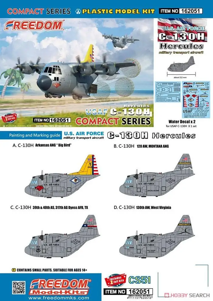 FREEDOM 162051 Compact Series:USAF C-130H Hercules Plastic Model