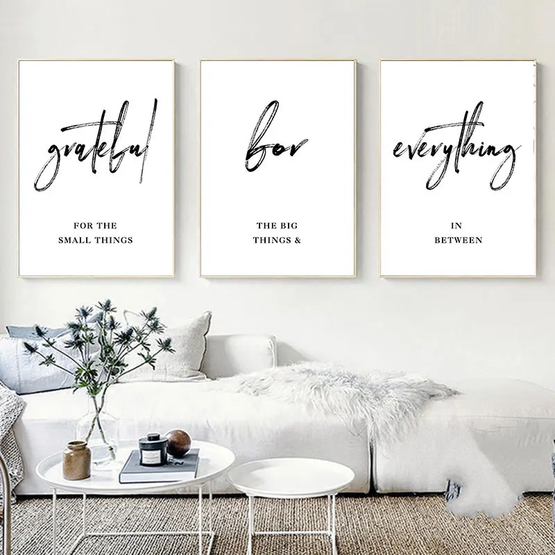 Simple Grateful Quotes Canvas Art Poster Modern Minimalist Style Living Room Decorative Painting Prints Home Decor Picture