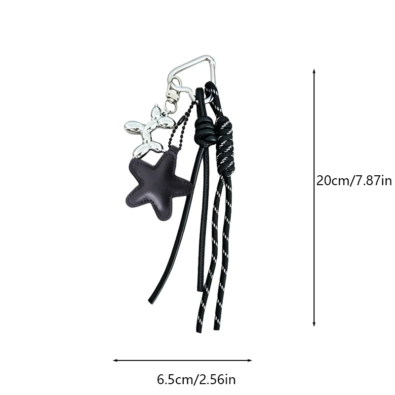Creative Simple Style Heart-shaped Five-pointed Star Woven Lanyard Keychain Pendant Trendy Bag Charm Accessory