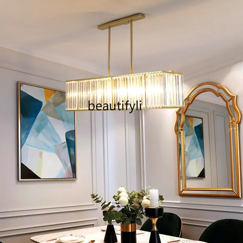 Dining Room Chandelier Long-Shaped Splendid Crystal American Style Dining Table Bar Light Luxury Creative Personalized Lamps