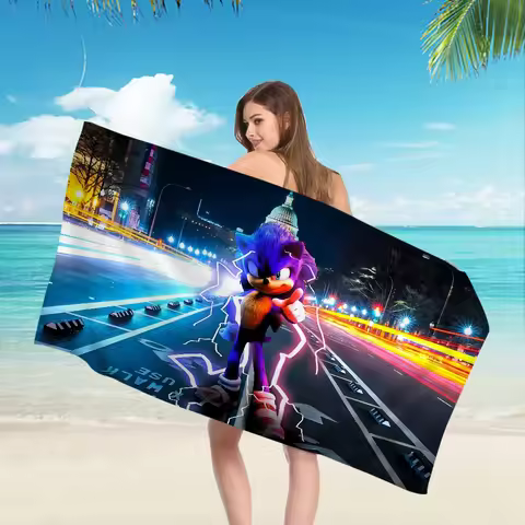 Classic Character Hit Movie Sonic Microfiber Beach Towel Absorbent Quick Dry Soft Yoga Swimming Resort Mountain Climbing Towel