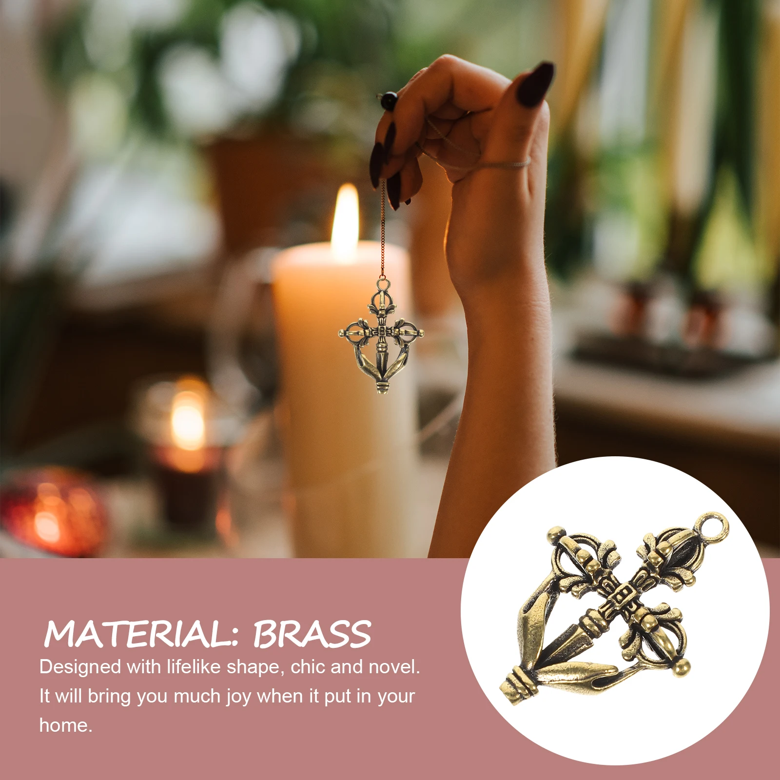 

5pcs Mini Brass Vajra Pendant Keychain Ornament Cross Buddhism Decorative Craft Durable Metal Accessories For Diy Hanging