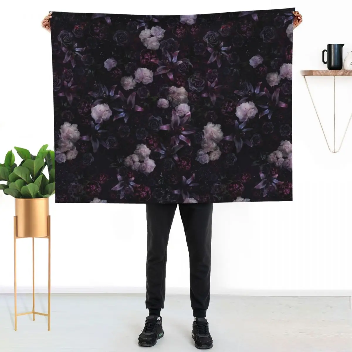 Midsummer Nights Dream #Dark Floral #Midnight #Black #Rose #Night Throw Blanket Picnic Travel Kid'S funny gift Blankets
