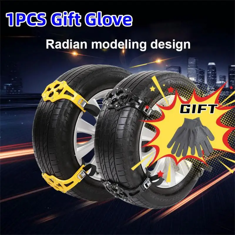 Car Snow Tire Chains Mud Tyre Wheels Thick Anti-Skid Belt For Car/SUV/Truck Portable Easy To Mount Emergency Traction Gift Glove