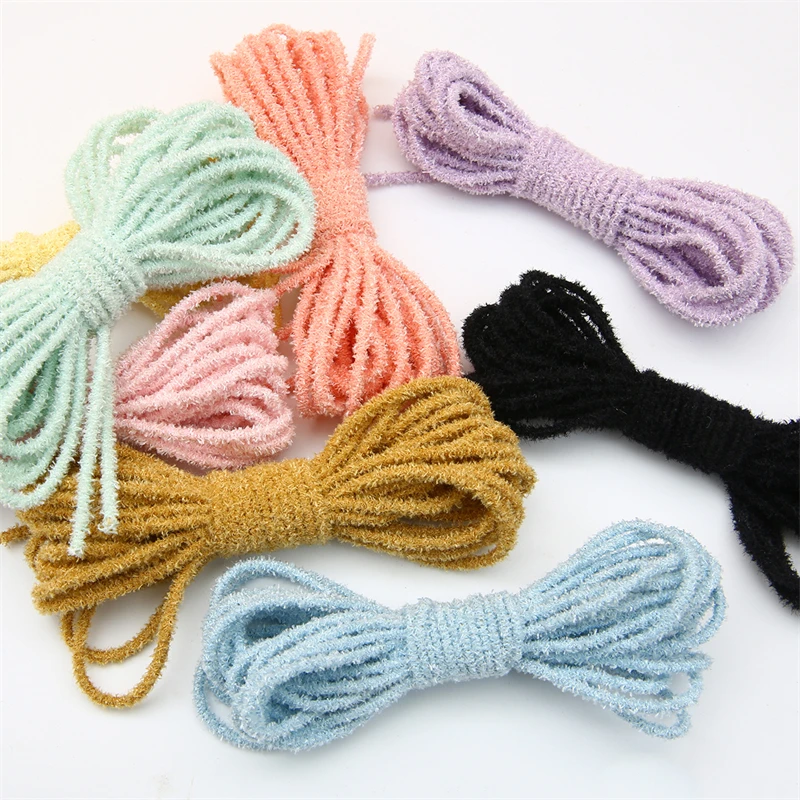 5 Meters/Lot 3mm Thick Colorful Plush Elastic Rope String Round Stretch Cord Rubber For DIY Hair Tie Accessories Sewing Supplies