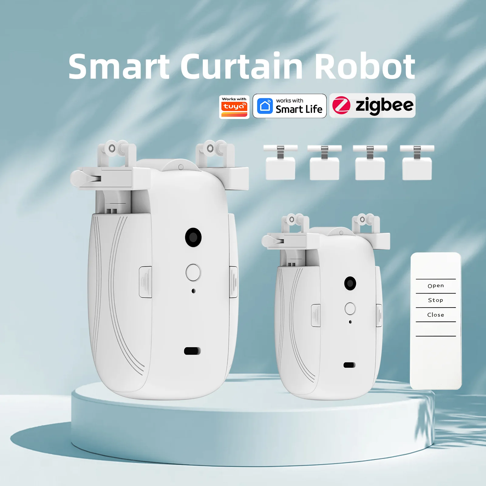 Tuya ZigBee Smart Curtain Motor Electric Curtain Robot Auto Opener No Wiring Support APP Remote Control Timer， Pull-to-start